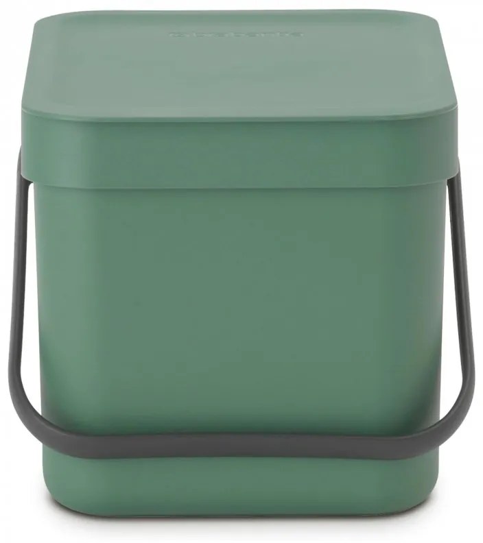 Κάδος χωριστής συλλογής απορριμμάτων Brabantia Sort&Go 1003233, 6 l, Χειρολαβή, Επιτοίχιος, Σκούρο πράσινο