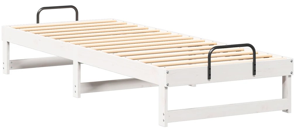 vidaXL Κρεβάτι με λαβές μεταφοράς Λευκό 80 x 200 cm Μασίφ ξύλο πεύκου