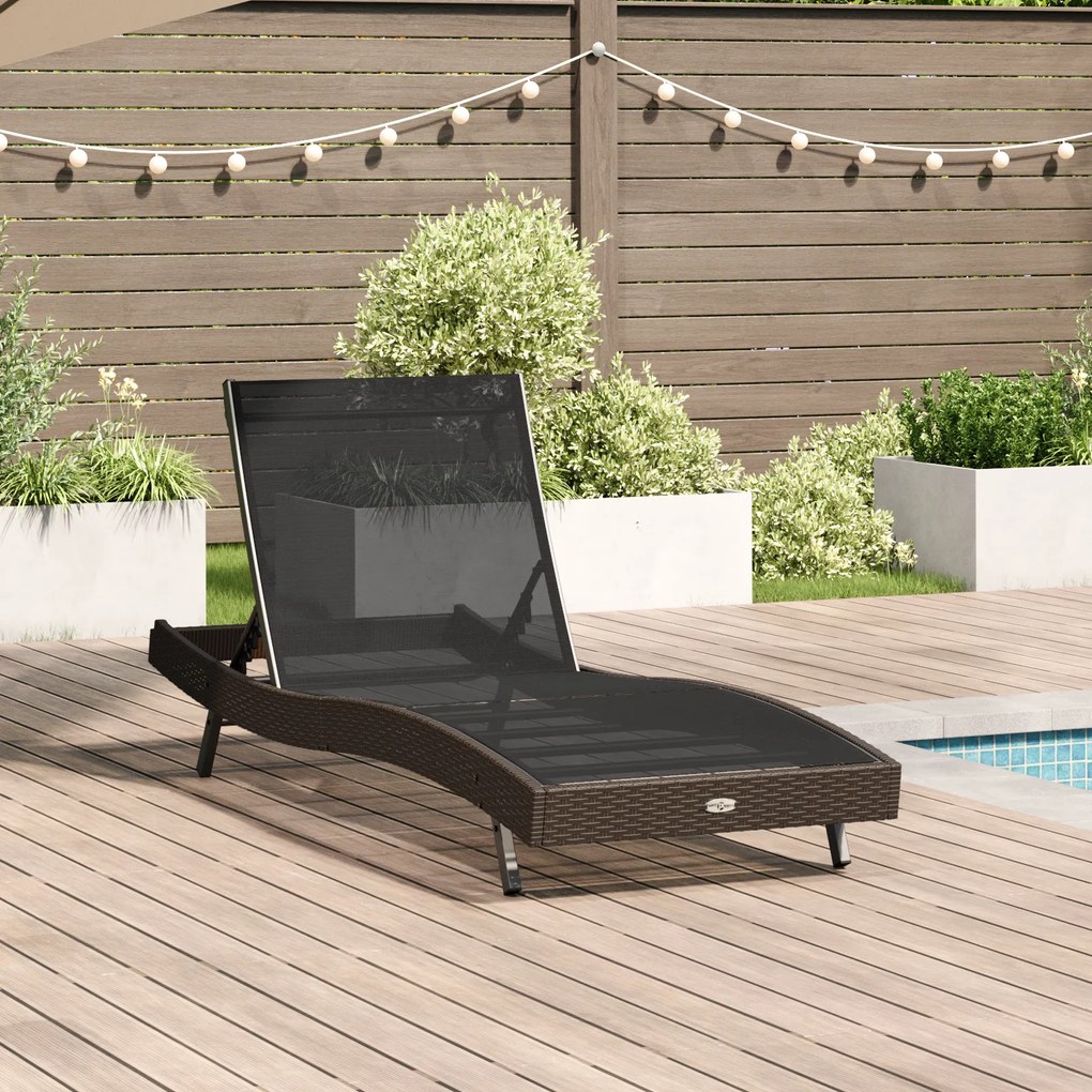vidaXL Ξαπλώστρα 1-πρόσωπο Καφέ 197 x 70 x 82 εκ. Πολυ ράταν