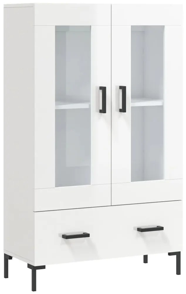 vidaXL Ντουλάπα Γυαλ. Λευκό 69,5 x 31 x 115 εκ. από Επεξεργασμένο Ξύλο