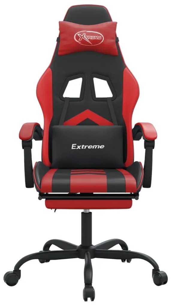 vidaXL Καρέκλα Gaming Μασάζ Υποπόδιο Μαύρο/Κόκκινο από Συνθετικό Δέρμα