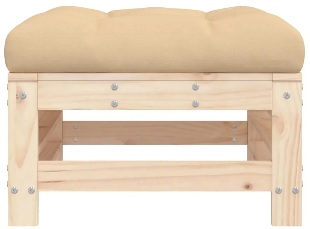 vidaXL Υποπόδια Κήπου με Μαξιλάρια 2 τεμ. από Μασίφ Ξύλο Πεύκου