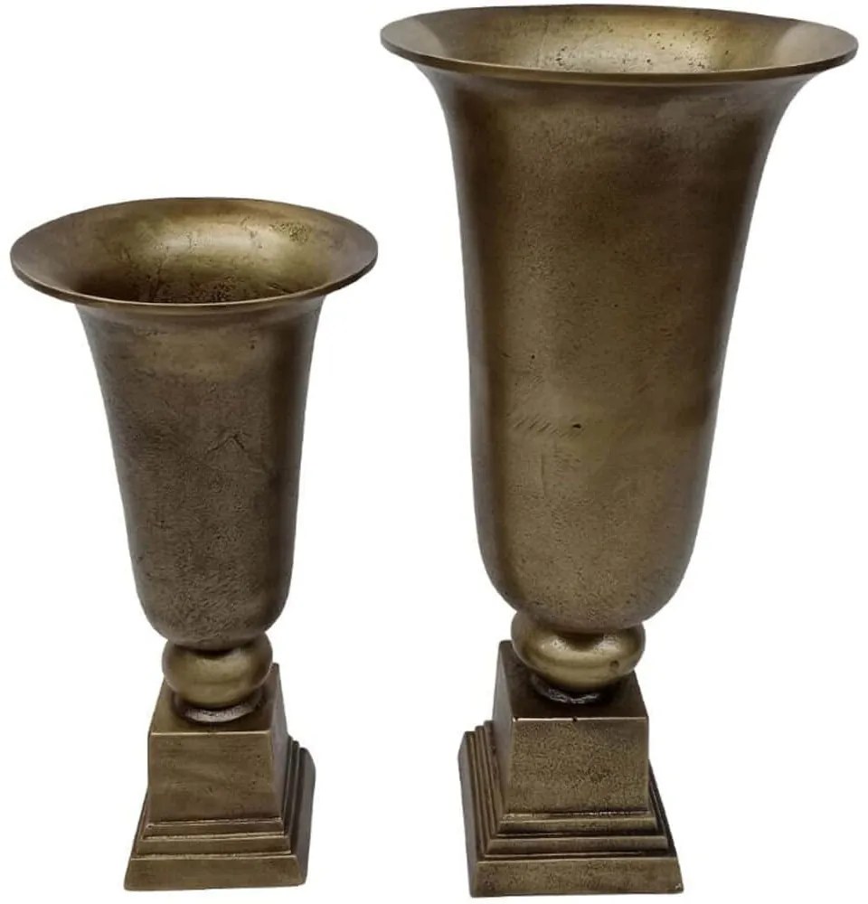 Βάζο Devi (Σετ 2Τμχ) 022160 24x24x50cm Antique Gold Αλουμίνιο
