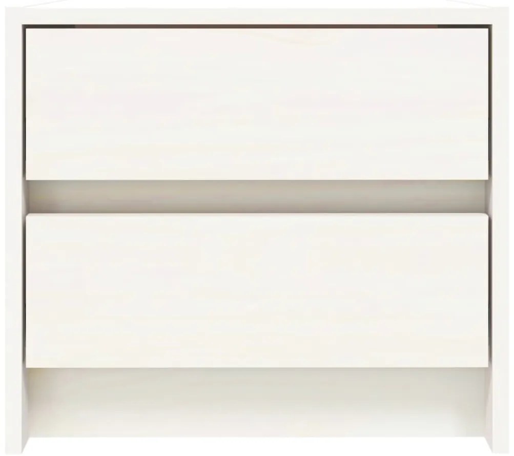 vidaXL Κομοδίνο Λευκό 40 x 31 x 35,5 εκ. από Μασίφ Ξύλο Πεύκου