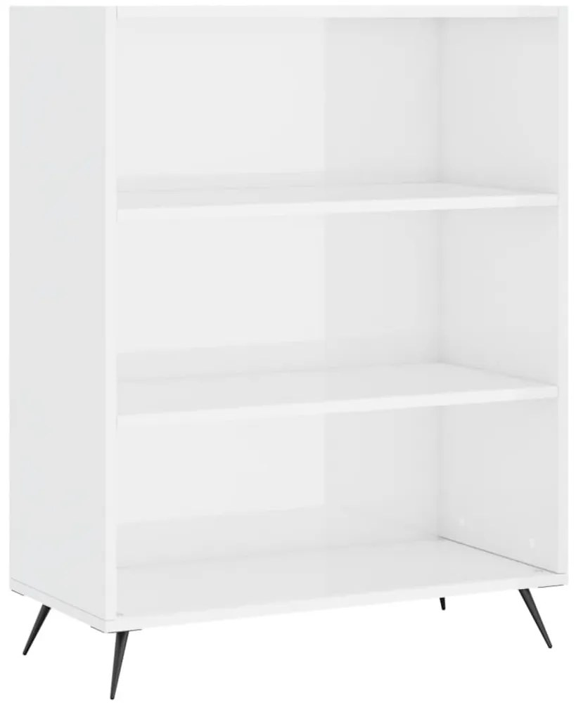 vidaXL Βιβλιοθήκη Γυαλιστερό Λευκό 69,5x32,5x90 εκ. Επεξεργασμένο Ξύλο
