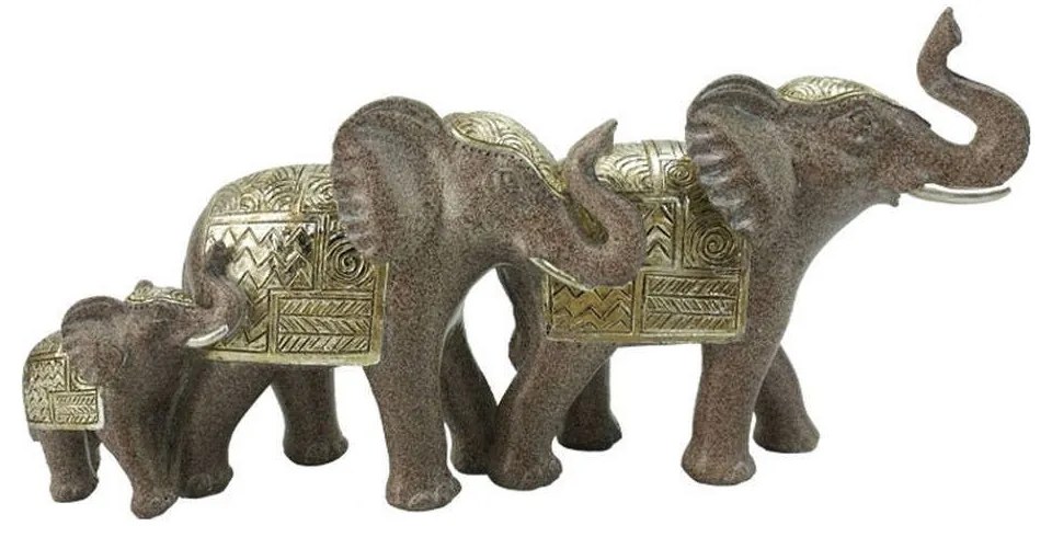 Διακοσμητικοί Ελέφαντες 269-221-144 30x9x15cm Bronze-Gold Polyresin