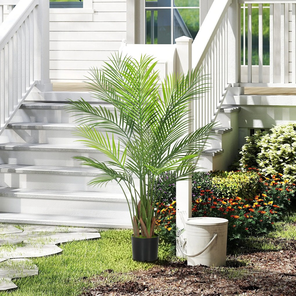 HOMCOM Τεχνητός φοίνικας μεγάλος 120cm Τεχνητό φυτό, Πλαστικό Τεχνητά φυτά σε γλάστρα για σαλόνι γραφείο