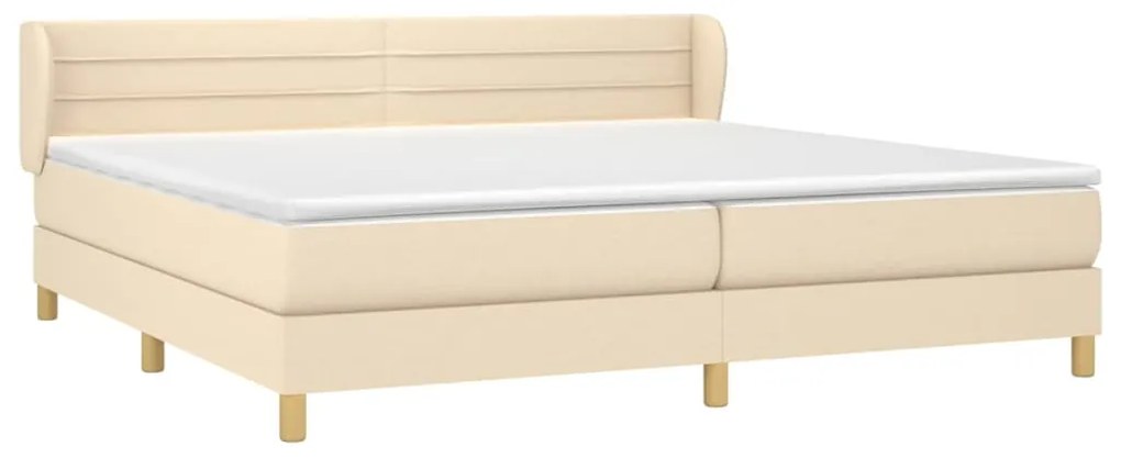 vidaXL Κρεβάτι Boxspring με Στρώμα Κρεμ 200x200 εκ. Υφασμάτινο