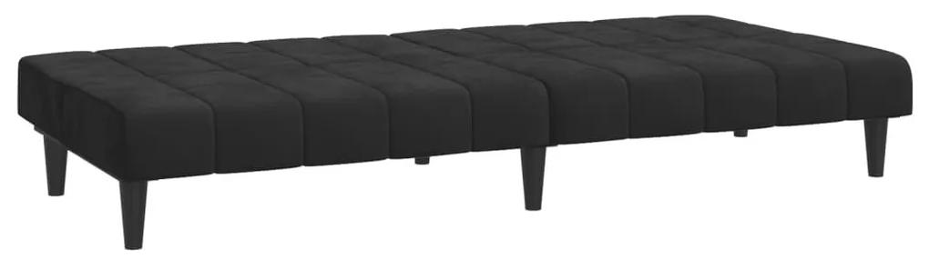 Καναπές Κρεβάτι Διθέσιος Μαύρος Βελούδινος - Μαύρο