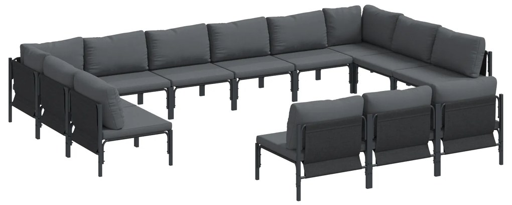 vidaXL Σετ Καναπέ Κήπου 13 pcs Ανθρακί Ατσάλι