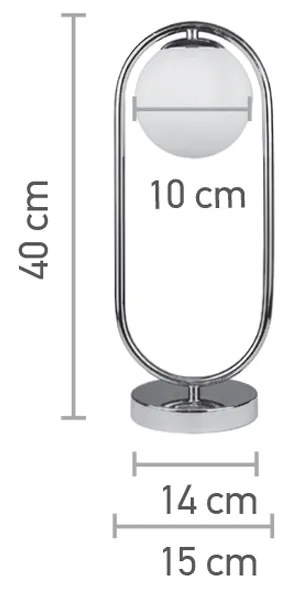 Επιτραπέζιο φωτιστικό σε χρώμιο απόχρωση και λευκή οπαλίνα 1XG9 D:40cm (3017-CH) - 3017-CH