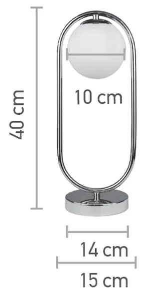 Επιτραπέζιο φωτιστικό σε χρώμιο απόχρωση και λευκή οπαλίνα 1XG9 D:40cm (3017-CH)
