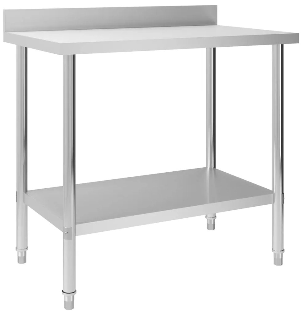vidaXL Πάγκος Εργασίας Κουζίνας με Πλάτη 100x60x93 εκ. Ανοξείδ. Ατσάλι