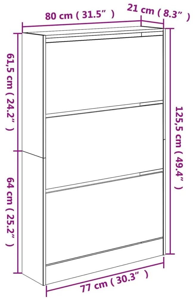 Παπουτσοθήκη Γκρι Sonoma 80x21x125,5 εκ. από Επεξεργ. Ξύλο - Γκρι