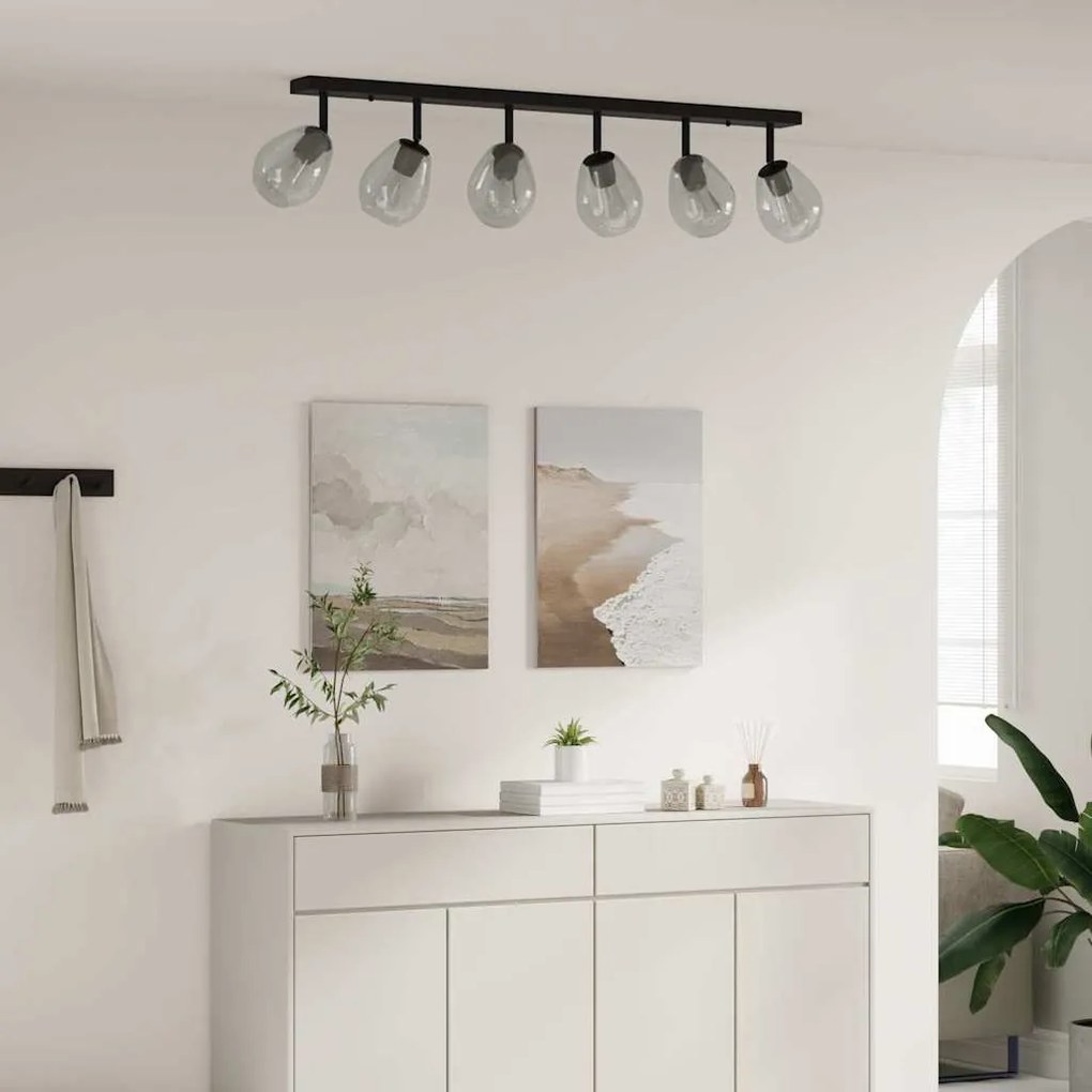 vidaXL Σποτ οροφής Μαύρο 110.5 x 13 x 26 εκ. Γυαλί και μέταλλο