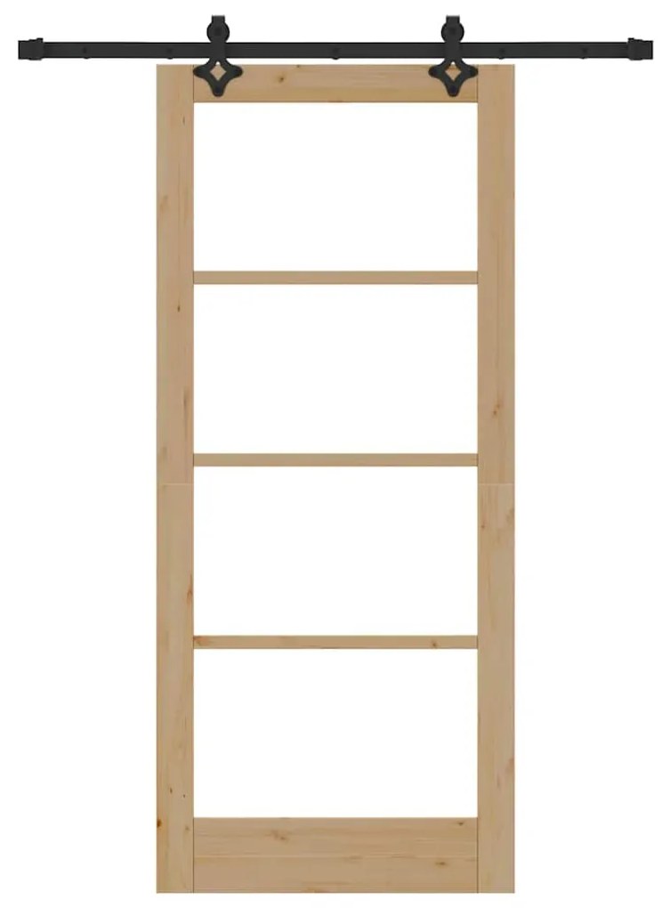 vidaXL Συρόμενη Πόρτα Καφέ 86 x 198.5 cm Ξύλο και μέταλλο