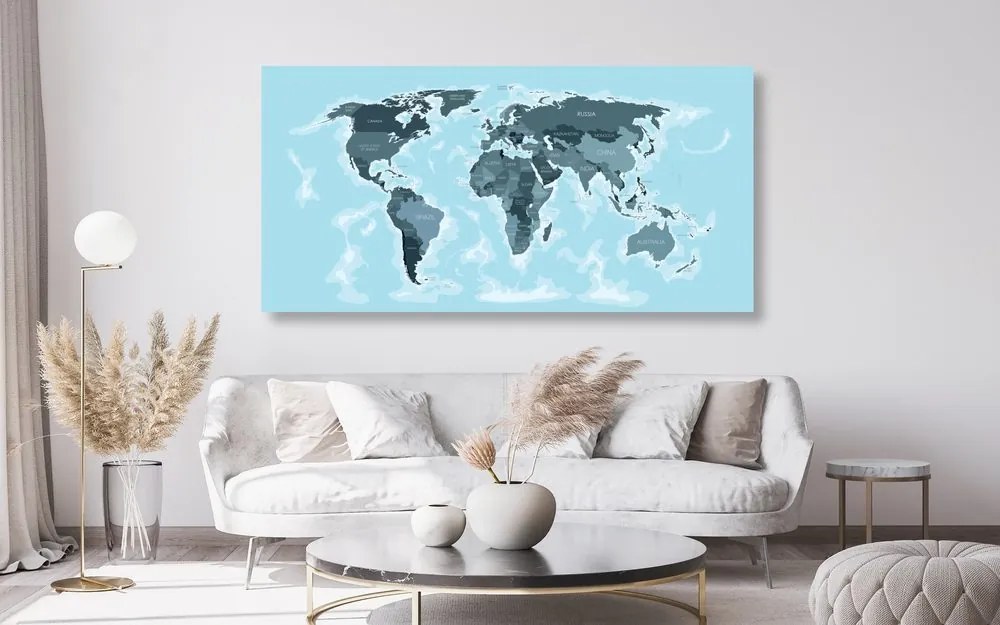 Εικόνα ενός όμορφου χάρτη σε φελλό με μπλε απόχρωση - 100x50  place