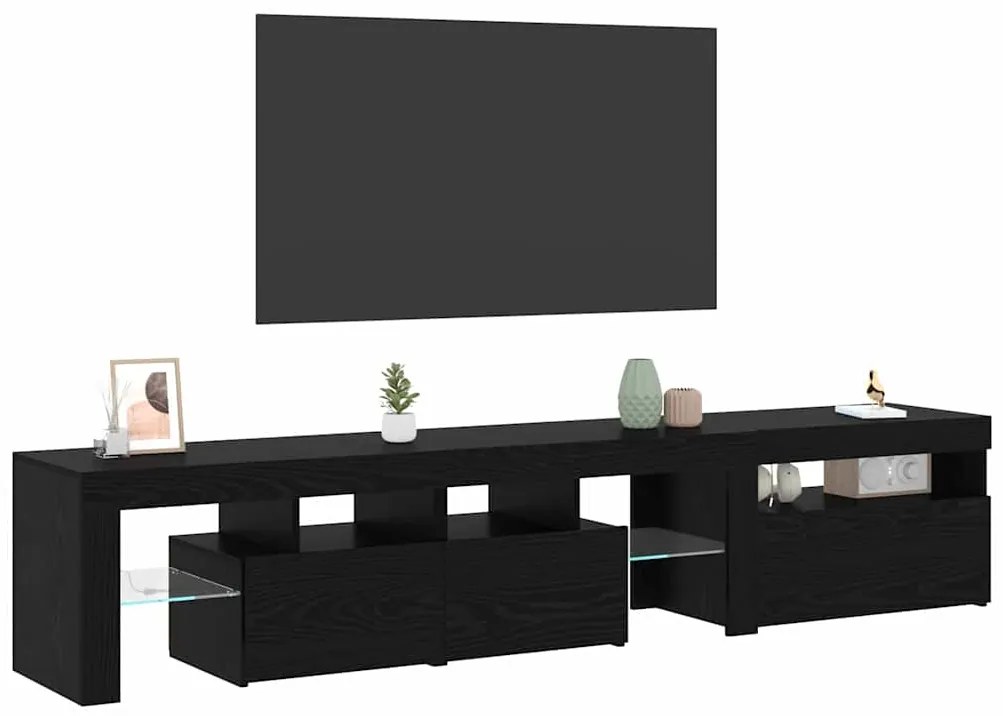 vidaXL Σετ Βαθμολογικών Κέντρων 2 τμχ με Φώτα LED Μαύρος Δρυς Επεξεργασμένο Ξύλο