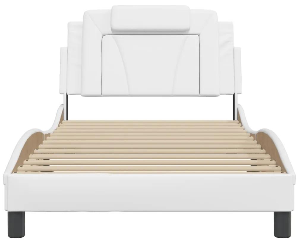 vidaXL Πλαίσιο Κρεβατιού με LED Λευκό 100x200 εκ. Συνθετικό Δέρμα