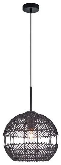 Κρεμαστό Φωτιστικό Οροφής LAND-33 Φ30 Ρατάν Ε27 60W Sunlight-LAND-33BS-Μαύρο LAND-33BS