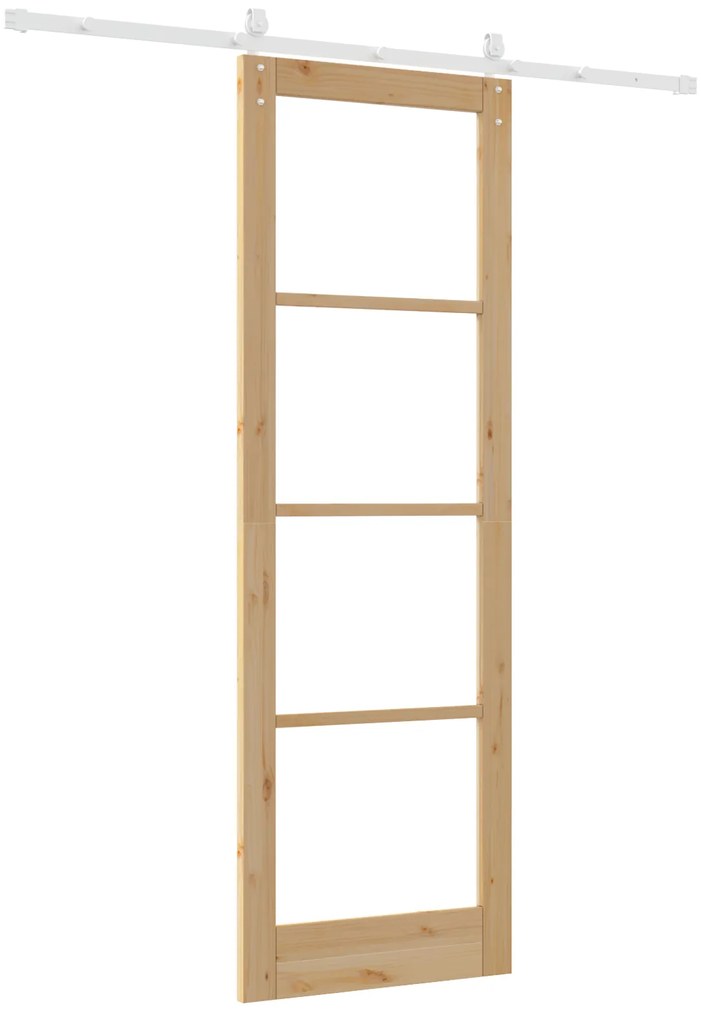 vidaXL Συρόμενη Πόρτα  με Σετ Υλικών 78x232 εκ. Συμπαγές Ξύλο Πεύκου