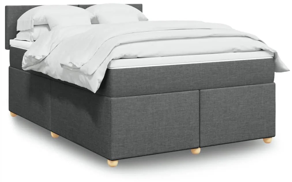 vidaXL Κρεβάτι Boxspring με Στρώμα Σκούρο Γκρι 140x190 εκ. Υφασμάτινο