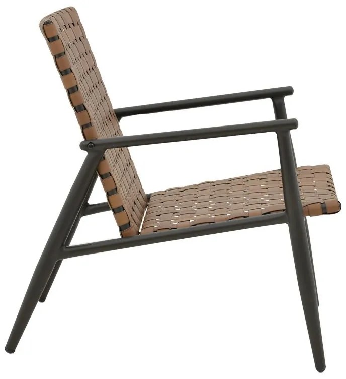 Καρέκλα - Πολυθρόνα Eamon μαύρο αλουμίνιο και pe rattan καφέ 73.5x62x77 εκ. 72.5x73.5x77 εκ.