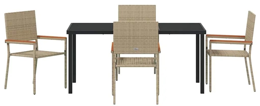 vidaXL Σέτ φαγητού για κήπο με μαξιλάρι 5 pcs Μπεζ συνθετικό ρατάν