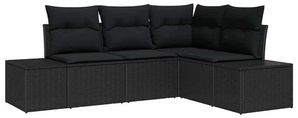vidaXL Σετ Καναπέ Κήπου 4 pcs Μαύρο Πολυ ράταν