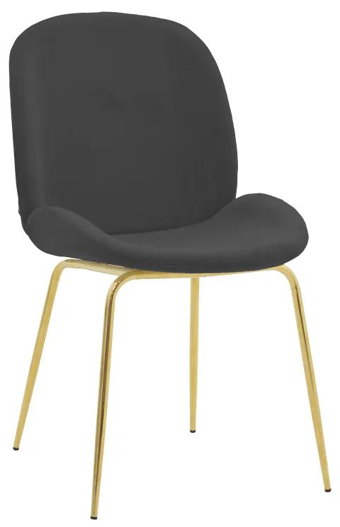 Καρέκλα Maley ανθρακί βελούδο-πόδι χρυσό μέταλλο 47x60x90εκ Υλικό: VELVET - METAL 273-000016