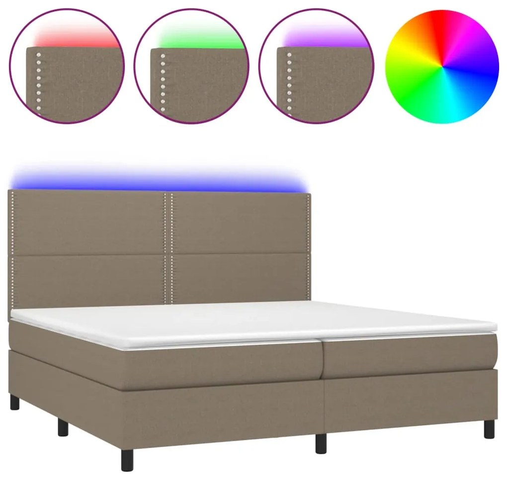 ΚΡΕΒΑΤΙ BOXSPRING ΜΕ ΣΤΡΩΜΑ &amp; LED TAUPE 200X200 ΕΚ. ΥΦΑΣΜΑΤΙΝΟ 3134825