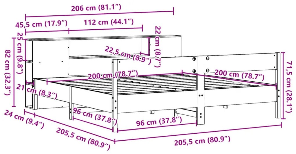 ΚΡΕΒΑΤΙ ΒΙΒΛΙΟΘΗΚΗ ΧΩΡΙΣ ΣΤΡΩΜΑ 200X200 ΕΚ ΜΑΣΙΦ ΞΥΛΟ ΠΕΥΚΟΥ 3322938