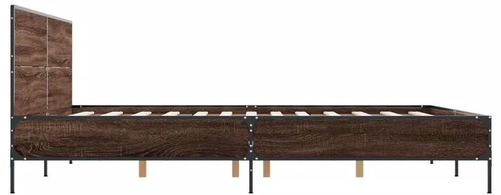 vidaXL Πλαίσιο Κρεβατιού Καφέ Δρυς 140x200 εκ. Επεξ. Ξύλο & Μέταλλο