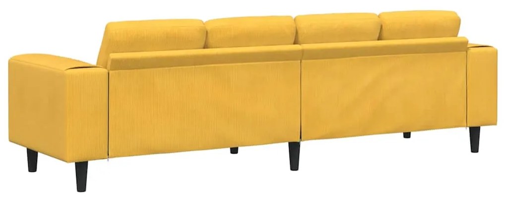 vidaXL Καναπές Απαλό Κίτρινο 250 x 77 x 76 εκ. Υφασμάτινο Κορντουρά