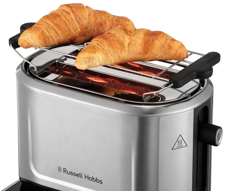 Τοστιέρα ψωμιού Russell Hobbs Attentiv 26210-56, 1640W, 2 φέτες, 6 στάδια, κεντράρισμα, έλεγχος αφής, LED, αποθήκευση, υψηλή ανύψωση, χωρίς BPA και PFAS, Inox/μαύρο