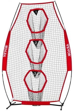 VEVOR 203.2 x 101.6mm Football Trainer Throwing Net, Training Throwing Target Practice Net with 3 Target Pockets, Knotless Net Includes Bow Frame and Portable Carry Case, Improve QB Throwing Accuracy