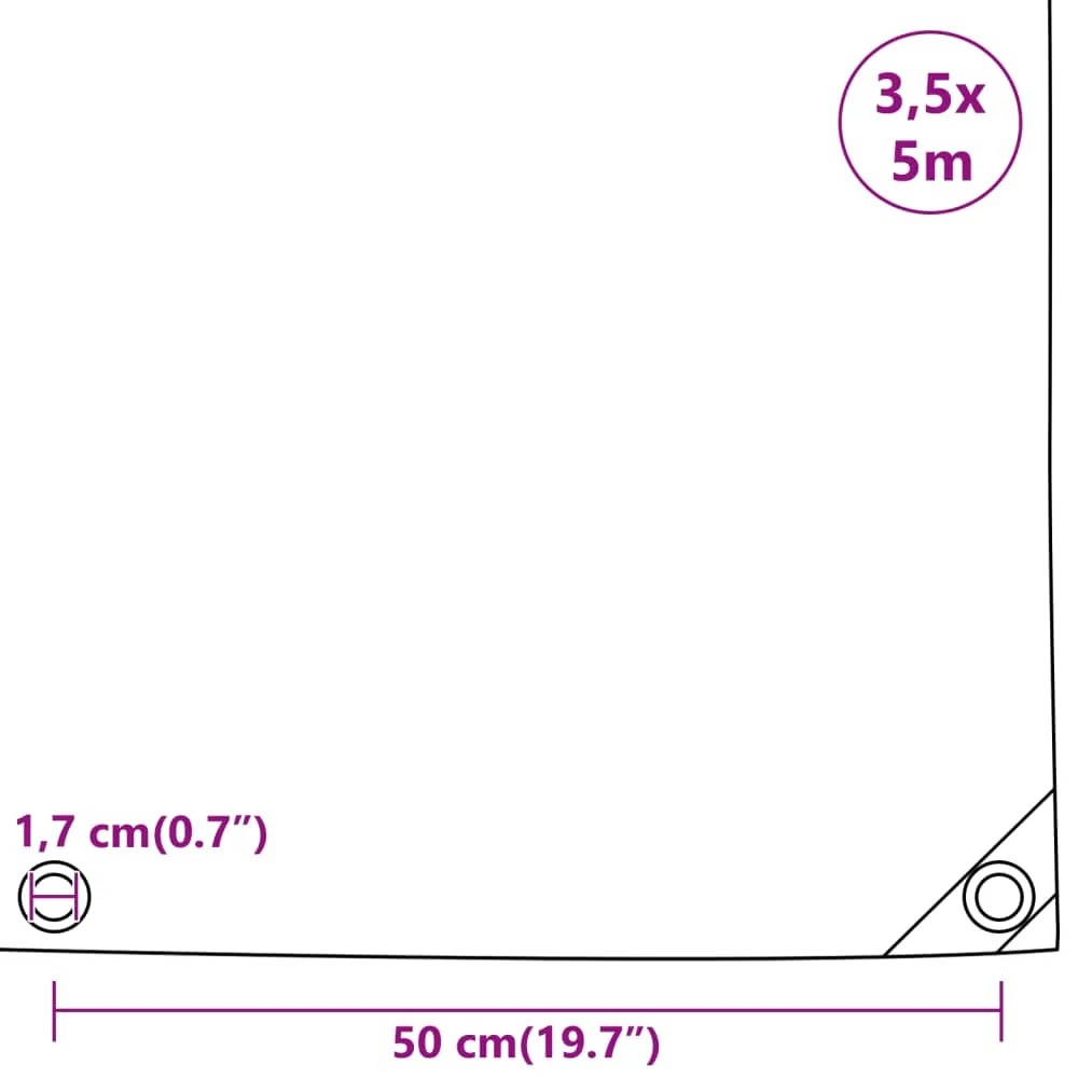 vidaXL Μουσαμάς Μαύρος 650 γρ./μ.² 3,5 x 5 μ.