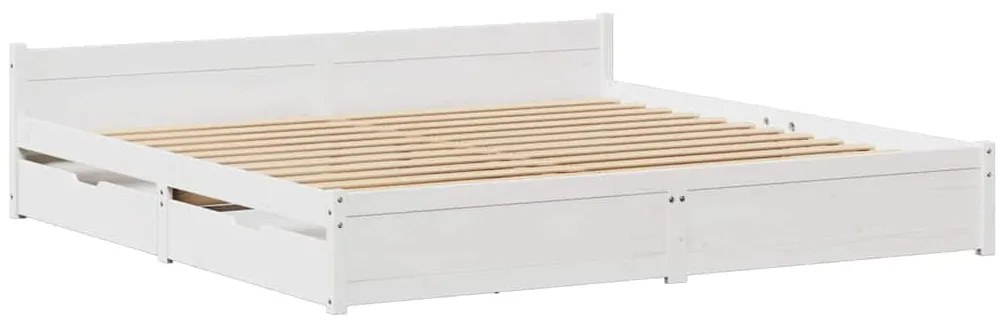 vidaXL Σκελετός Κρεβ. Χωρίς Στρώμα Λευκό 200x200 εκ Μασίφ Πεύκο