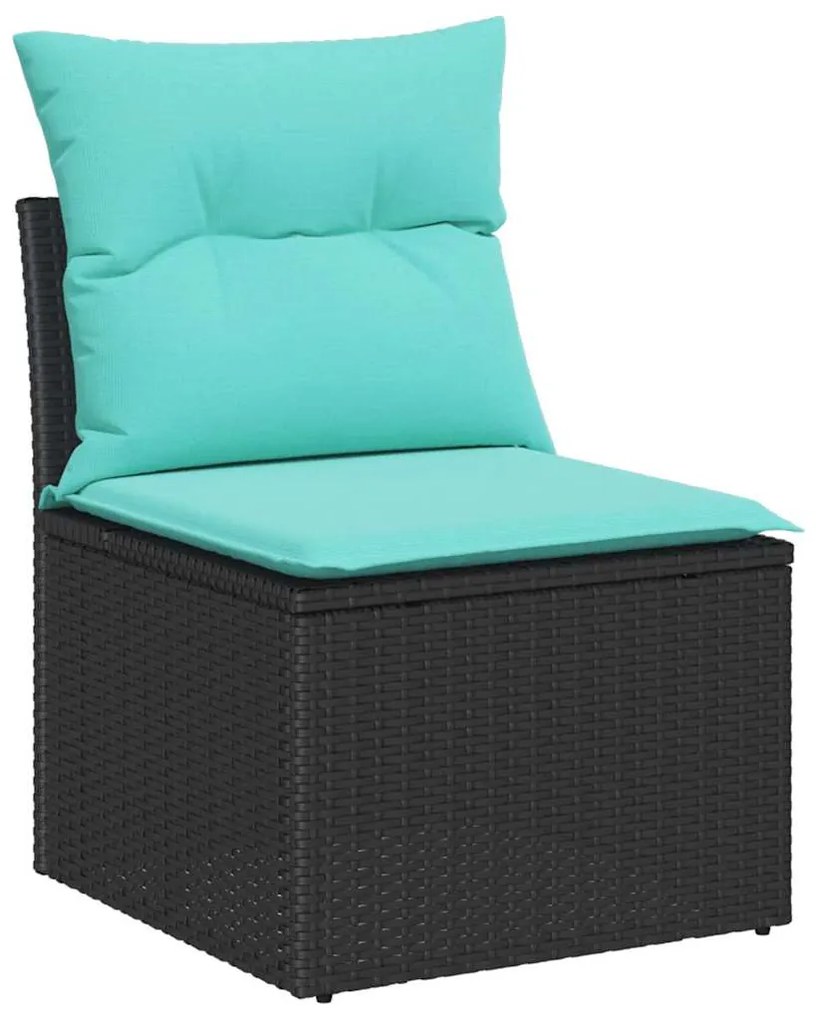 vidaXL Σετ Καναπέ Κήπου με μαξιλάρι με αποθήκευση 6 pcs Μαύρο και κρεμ