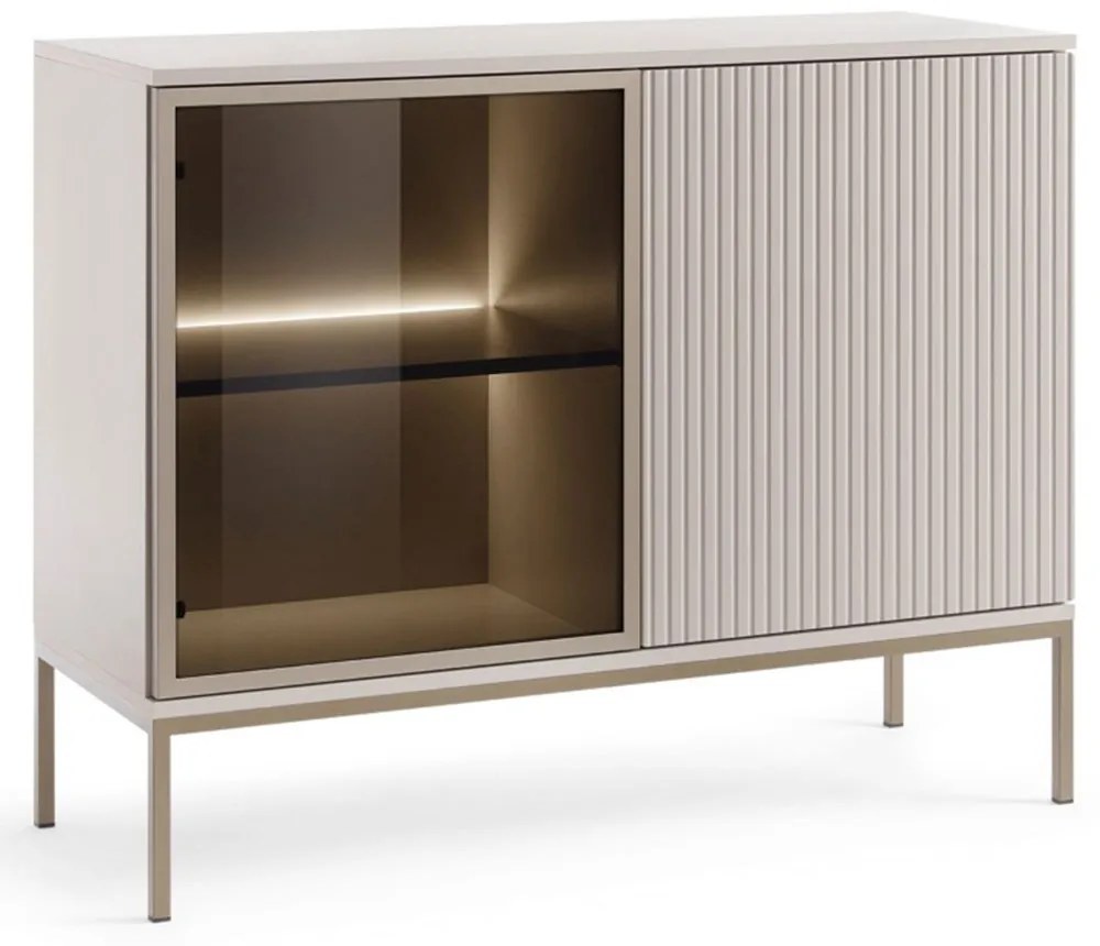 Μπουφές Με Βιτρίνα Sento 21s_Kz 104x39x83cm White Kazmir Μελαμίνη,Γυαλί