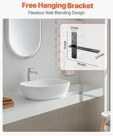 VEVOR 2 Pcs Shelf Brackets 14 inch / 355.6 mm Heavy Duty Floating Shelf Brackets