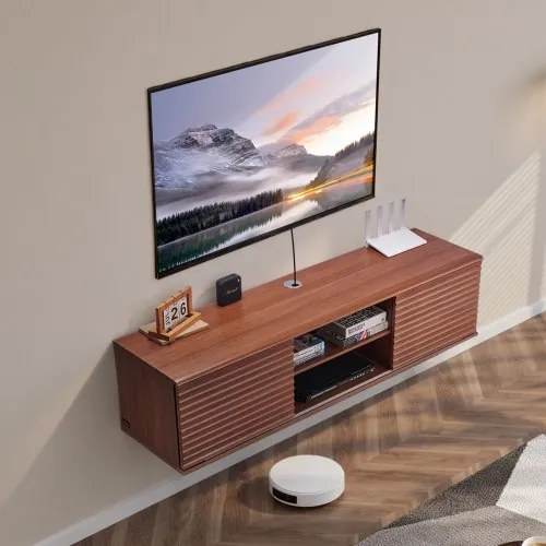 VEVOR Floating TV Stand 60&quot; Entertainment Center Adjustable Shelf &amp; Sliding Door