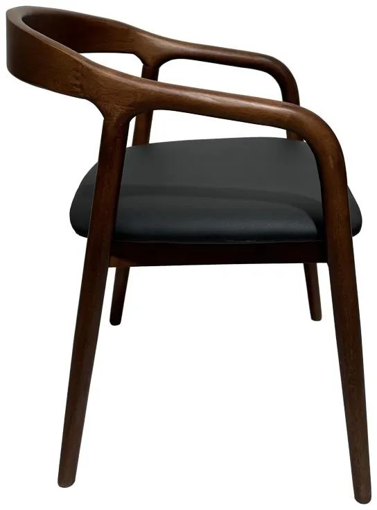 Καρέκλα Πολυθρόνα Hogie rubberwood σε καφέ απόχρωση με μαύρο pu μαξιλάρι 61x60x76εκ 2αδα 61x60x76 εκ.