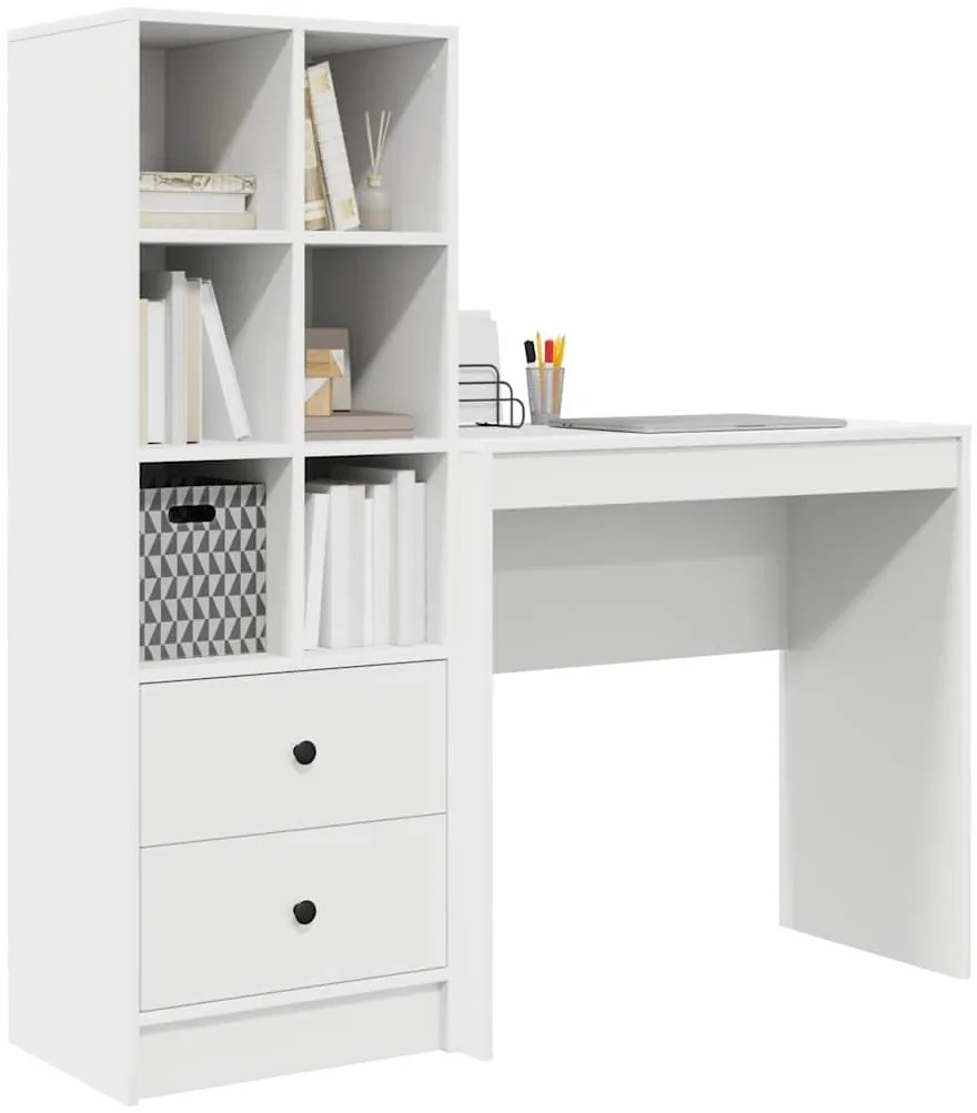 vidaXL Γραφείο με αποθηκευτικό χώρο 2 pcs Λευκό 80 x 40 x 76 εκ.