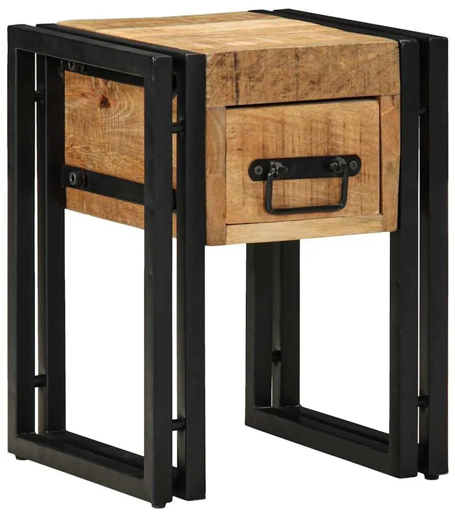 End Table Καφέ και Μαύρο 30 x 30 x 40 cm Στερεό ξύλο μάνγκο