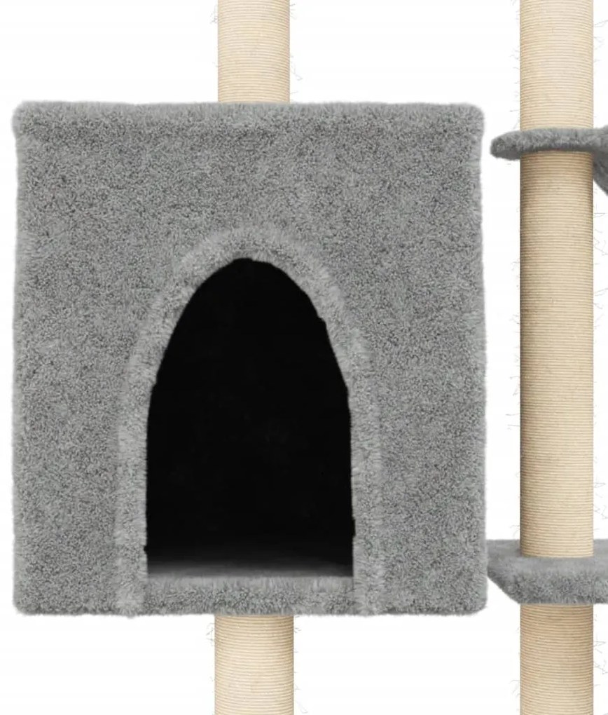 vidaXL Γατόδεντρο Aνοιχτό Γκρι 145εκ. με Στύλους Ξυσίματος από Σιζάλ