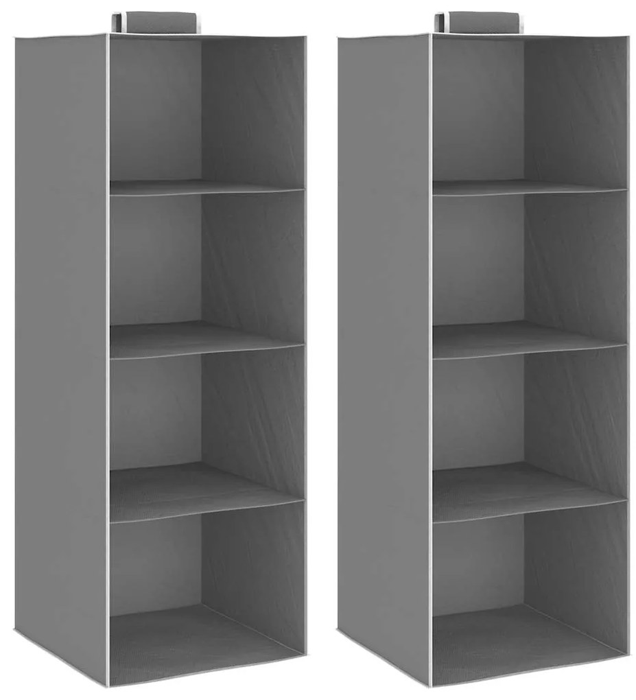 vidaXL Κρεμαστές Θήκες Ρούχων Ντουλάπας 2 τεμ. με 4 Ράφια Υφασμάτινες