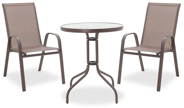 Dining table Watson-Calan set of 3 metal-textilene brown D60x70cm