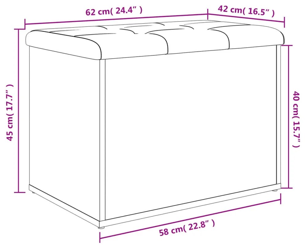 Παγκάκι Αποθήκευσης Γκρι Sonoma 62x42x45 εκ. Επεξεργασμένο Ξύλο - Γκρι