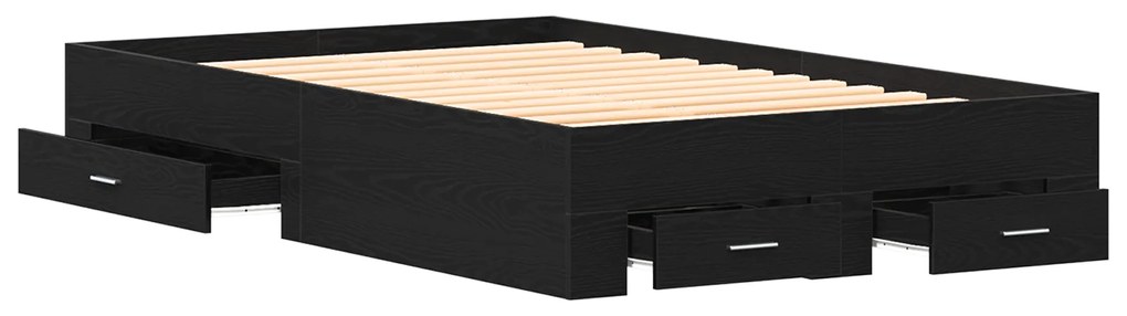 vidaXL Bed Frame με Συρτάρια Μαύρη Δρυς 120x190 εκ Επεξεργασμένο Ξύλο